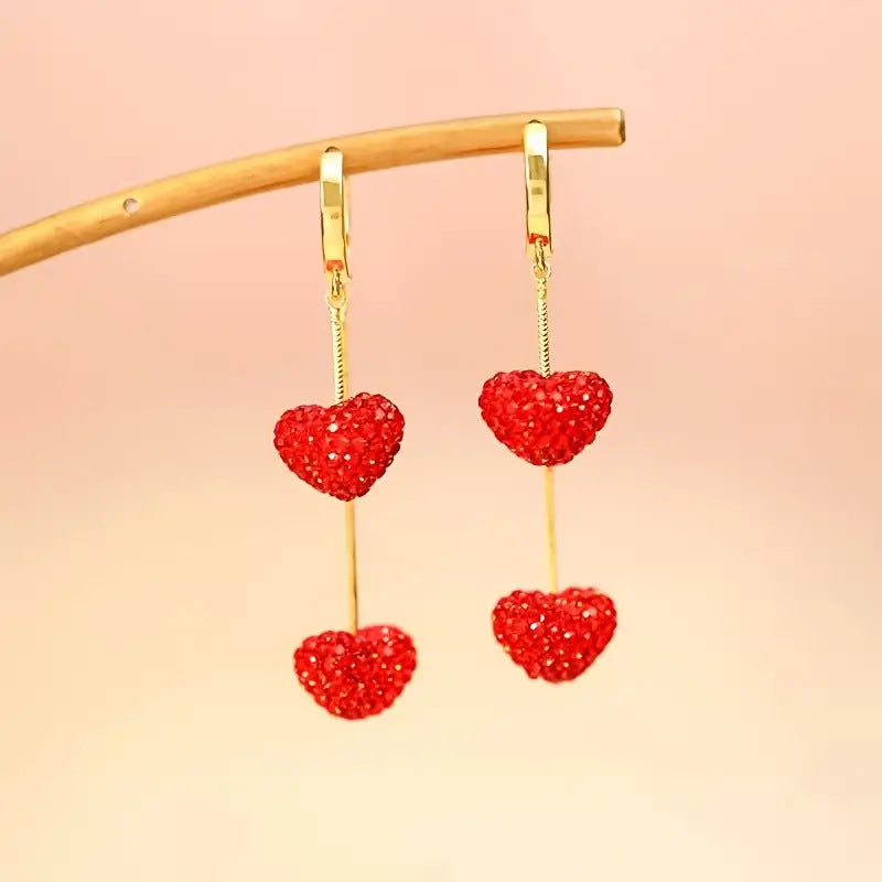 Red Heart Elegant Long Earrings