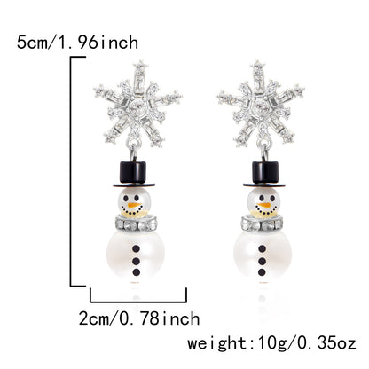 Snowflake Pearl Snowman Earrings