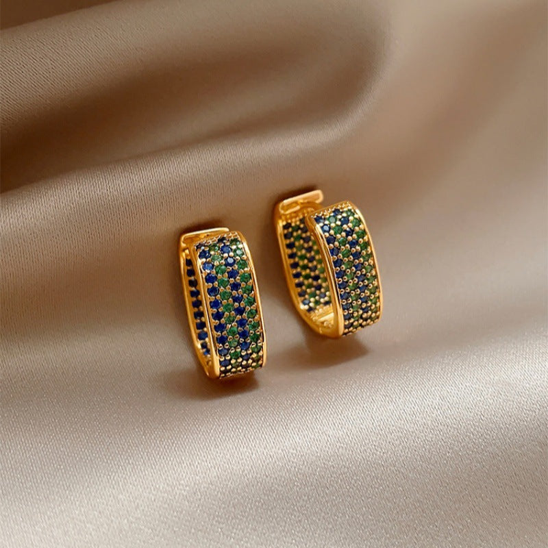 Colored Zirconia U-Shape Luxury Earrings