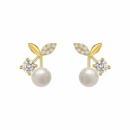 Cherry Pearl Stud Earrings