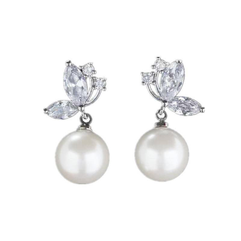 Rhinestone Butterfly Pearl Earrings