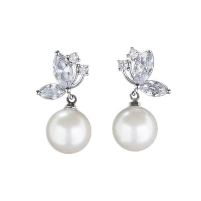 Rhinestone Butterfly Pearl Earrings