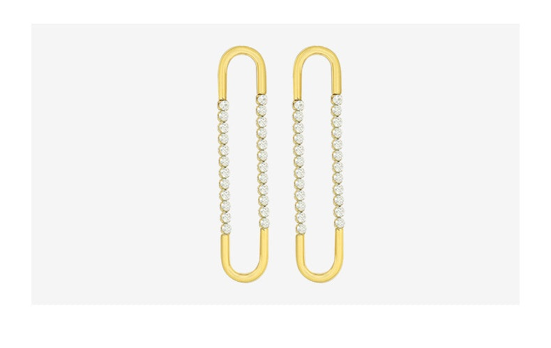 18K Gold U-Shaped Zircon Titanium Steel Earrings