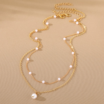 Double-layer Pearl Tassel Necklace