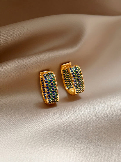 Colored Zirconia U-Shape Luxury Earrings