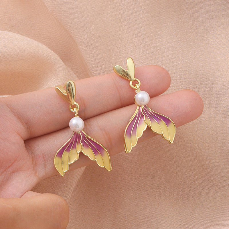 Gradient Drip-Oil Silver Earrings