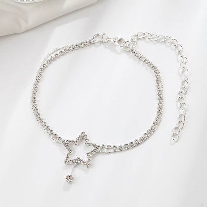 Star Heart Rhinestone Anklet