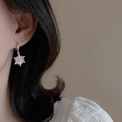 Shiny Zircon Snowflake Earrings