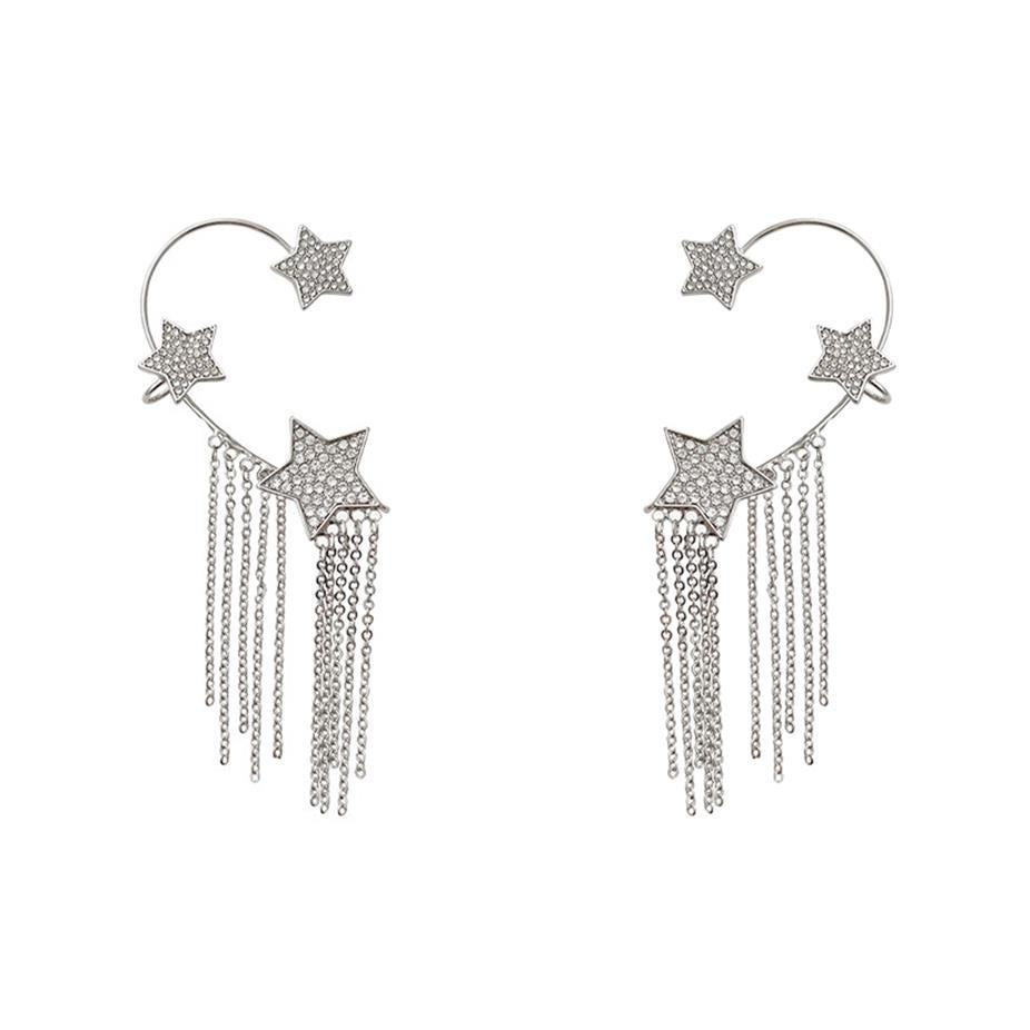 French Full-Diamond Tassel Earrings