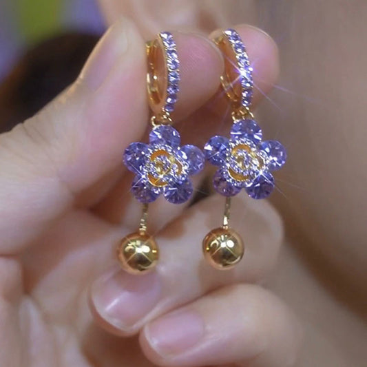 Purple Zircon Flower Luxury Ear Clip