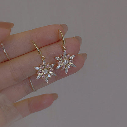 Shiny Zircon Snowflake Earrings
