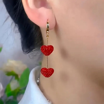 Red Heart Elegant Long Earrings
