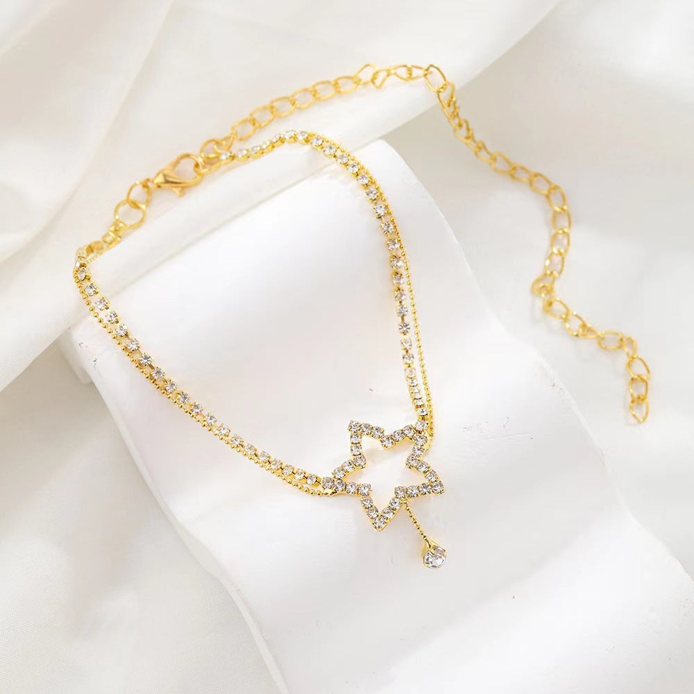 Star Heart Rhinestone Anklet