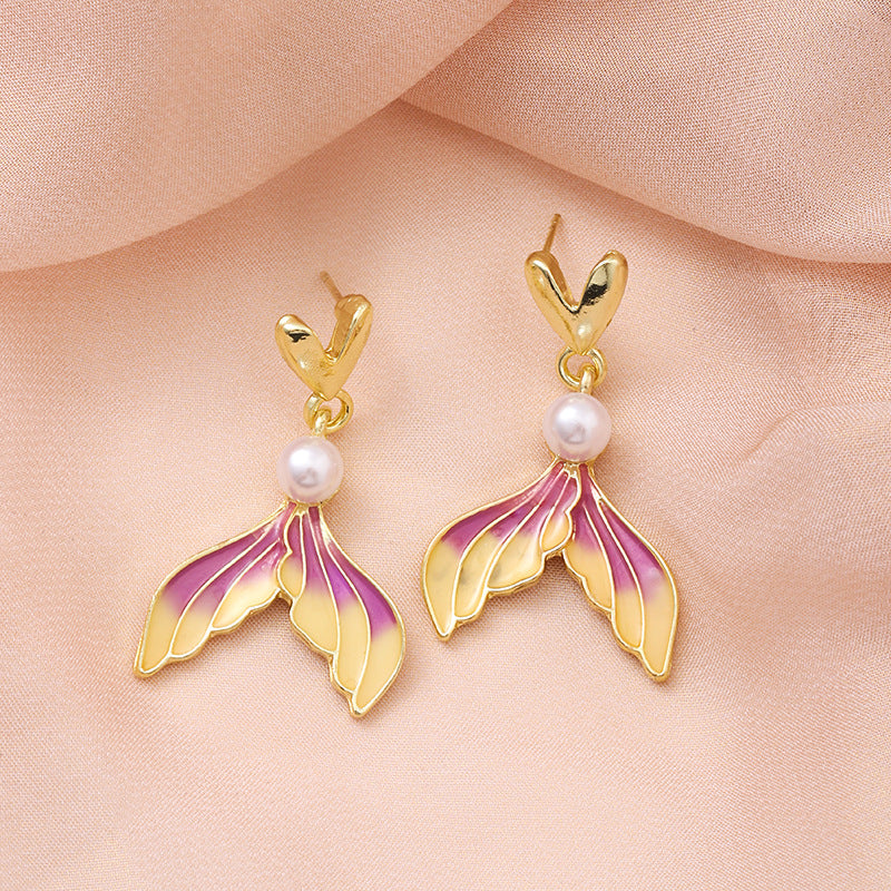 Gradient Drip-Oil Silver Earrings