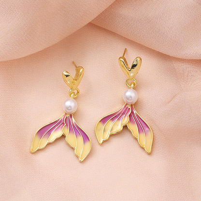 Gradient Drip-Oil Silver Earrings