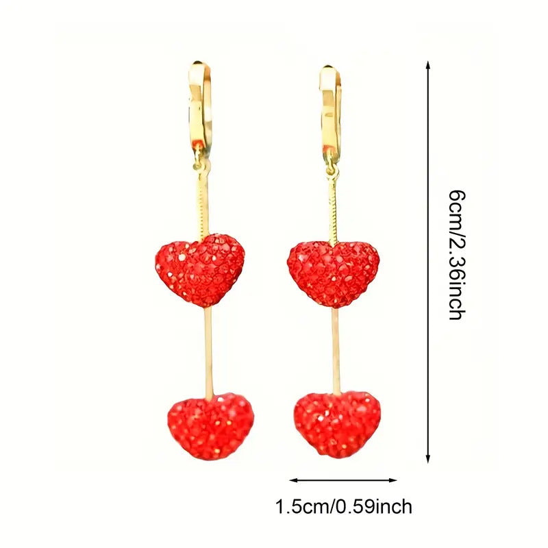 Red Heart Elegant Long Earrings