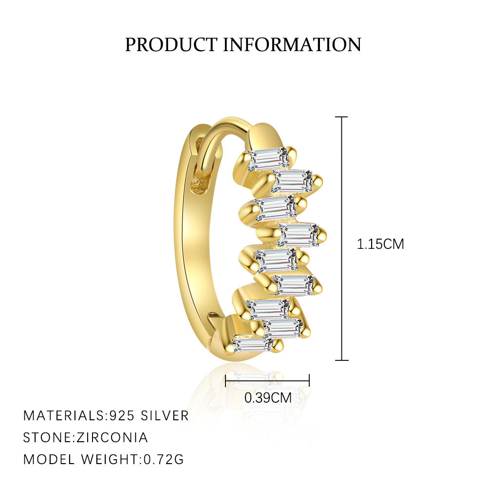 S925 Silver Geometric Square Stud Earrings