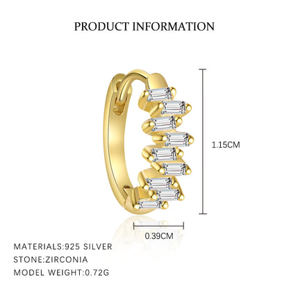 S925 Silver Geometric Square Stud Earrings