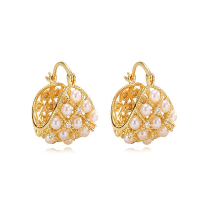 French Pearl Rhinestone Mesh Ear Clip