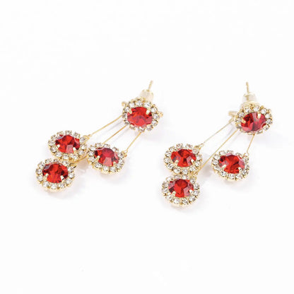 Front–Back Rhinestone Tassel Earrings