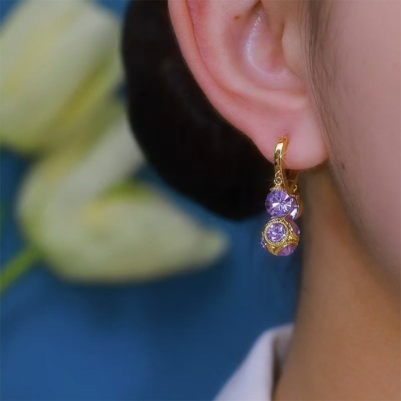 Purple Diamond Ball Fashion Ear Clip
