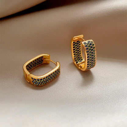 Colored Zirconia U-Shape Luxury Earrings