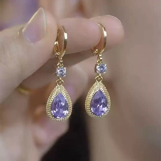Purple Zircon Durian Drop Earrings