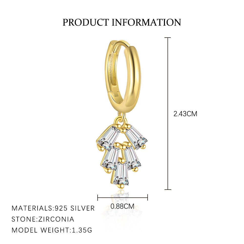 S925 Silver Geometric Square Stud Earrings