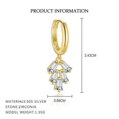 S925 Silver Geometric Square Stud Earrings