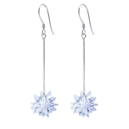 S925 Silver Ice Flower Long Ear Hooks