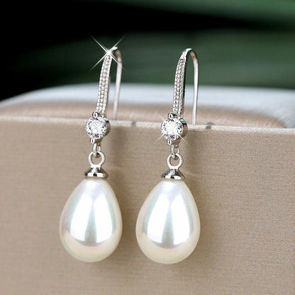 Elegant Drop Imitation Pearl Long Earrings