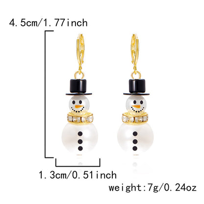 Snowflake Pearl Snowman Earrings