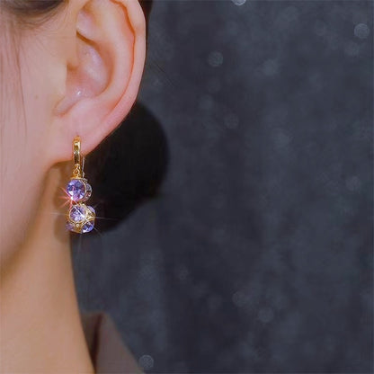 Purple Diamond Ball Fashion Ear Clip
