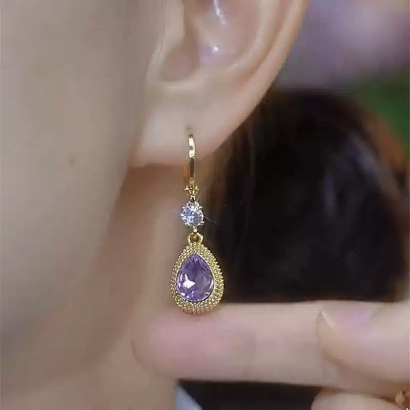 Purple Zircon Durian Drop Earrings