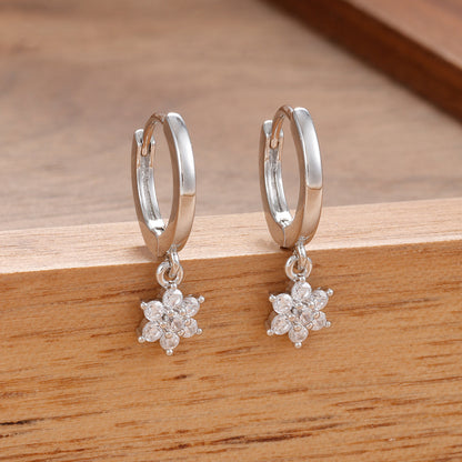 INS Geometric Flower Silver Earrings