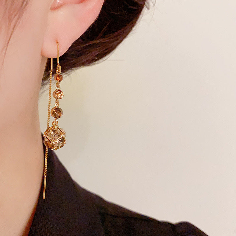 Elegant Long Crystal Tassel Earrings