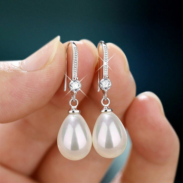 Elegant Drop Imitation Pearl Long Earrings