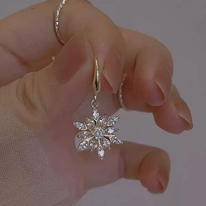 Shiny Zircon Snowflake Earrings