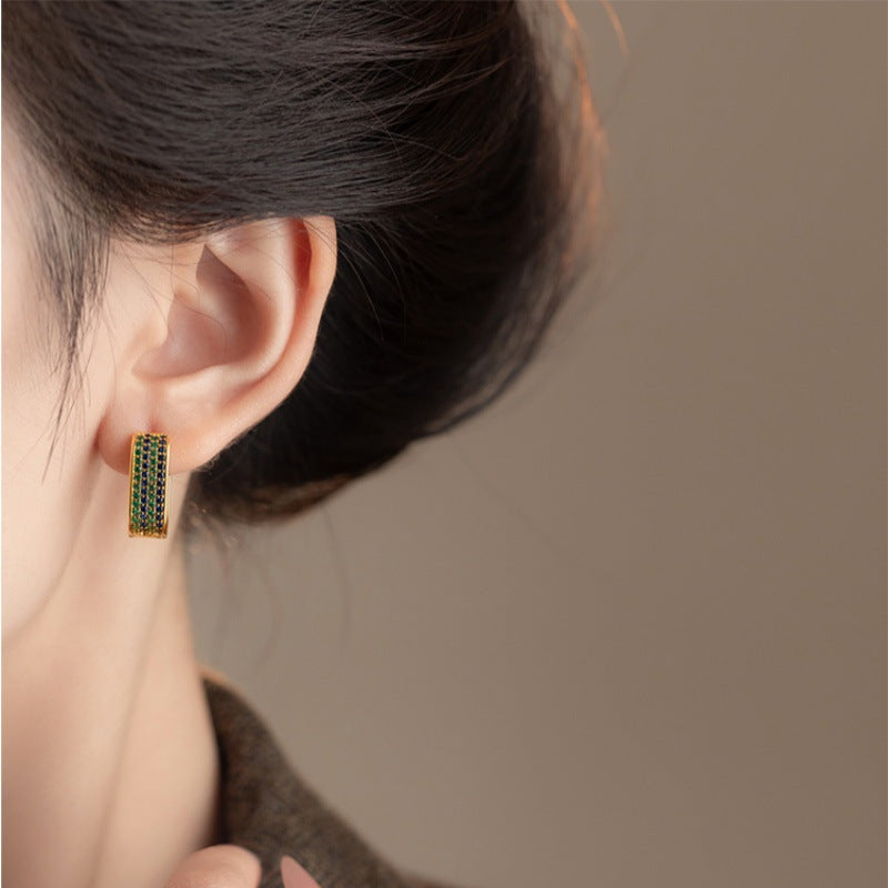 Colored Zirconia U-Shape Luxury Earrings