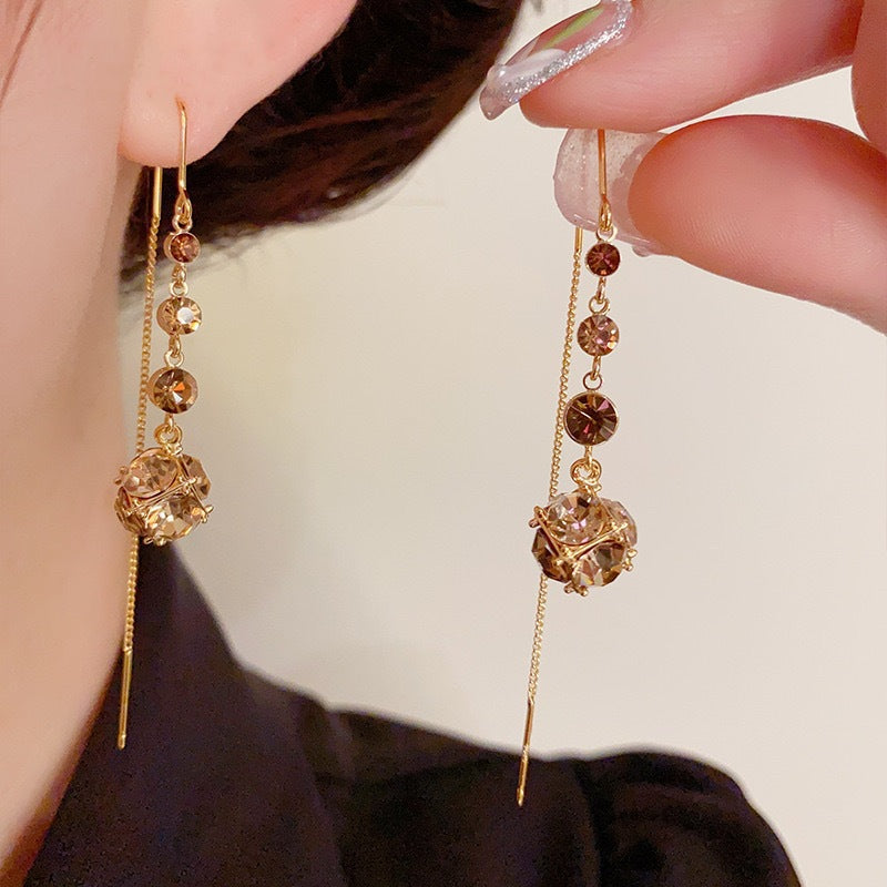 Elegant Long Crystal Tassel Earrings