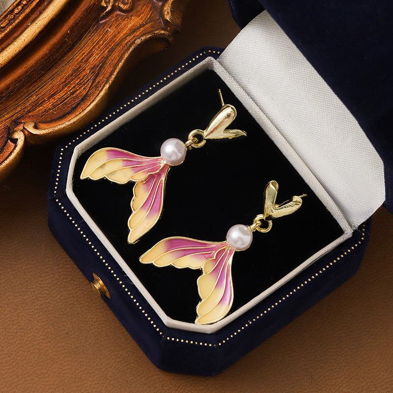 Gradient Drip-Oil Silver Earrings