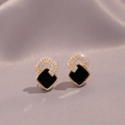 Black Cross Square Earrings
