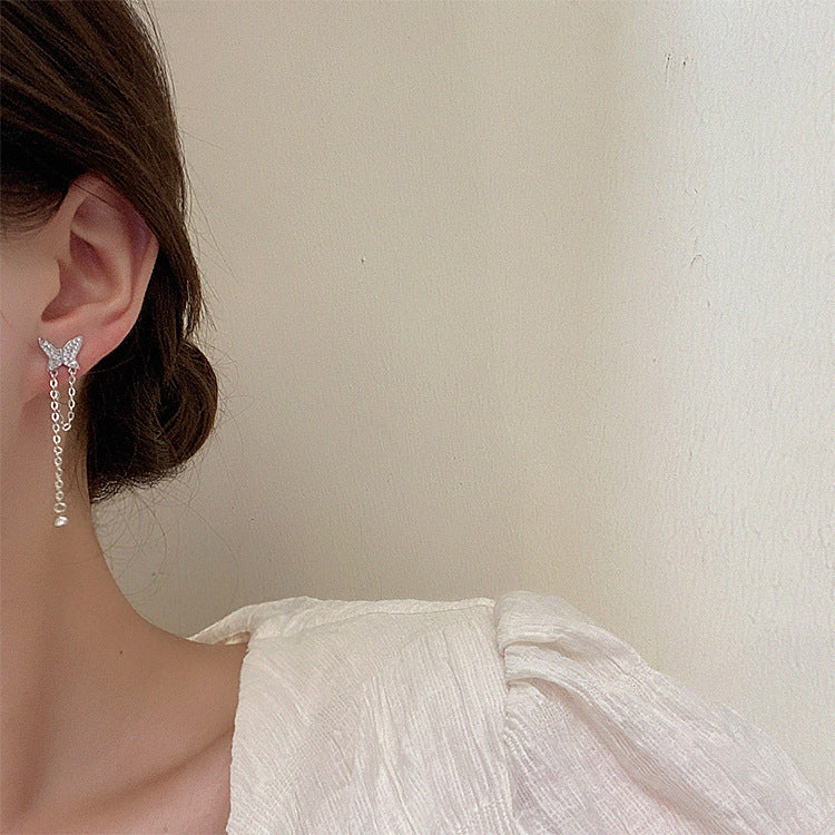 Asymmetrical Butterfly Tassel Fairy Earrings