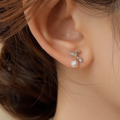 Cherry Pearl Stud Earrings