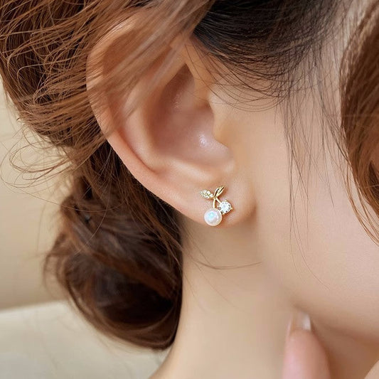 Cherry Pearl Stud Earrings