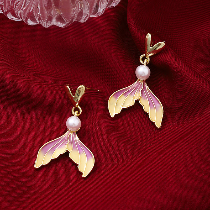 Gradient Drip-Oil Silver Earrings