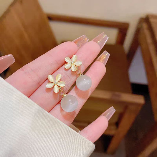 Summer Cat Eye Flower Earrings