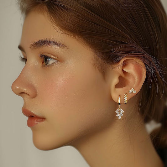 S925 Silver Geometric Square Stud Earrings