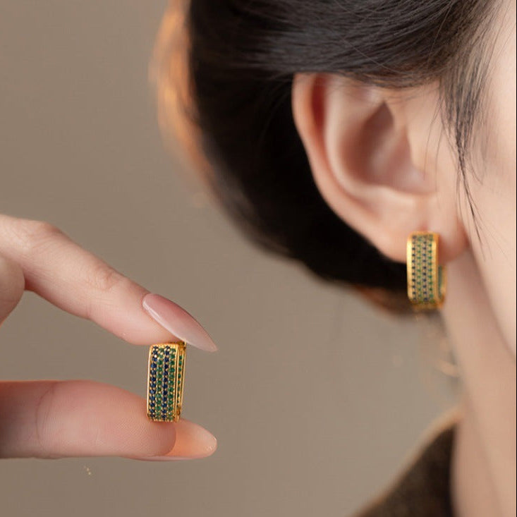 Colored Zirconia U-Shape Luxury Earrings