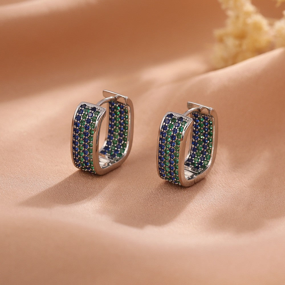 Colored Zirconia U-Shape Luxury Earrings